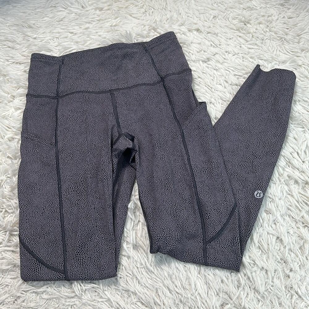 Lululemon Fast & Free 7/8 Tight II *Nulux 25" Disperse Dusky Lavender Black